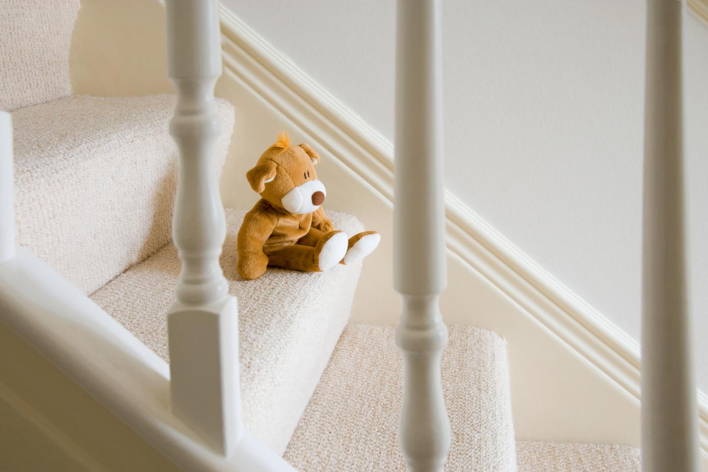 stuff toy in the stairs